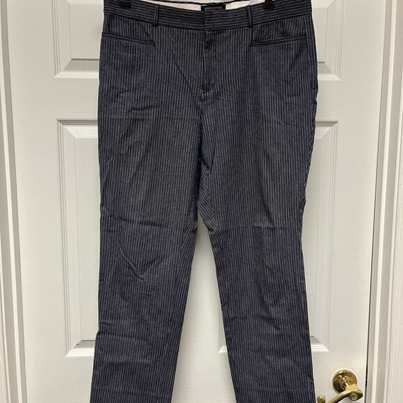 Banana Republic Jackson Fit Navy Stripe Flat Front Trouser sz 14 - Picture 1 of 6
